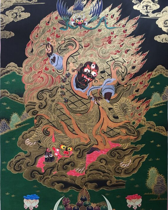 Golden Vajrapani Tibetan Thangka Painting