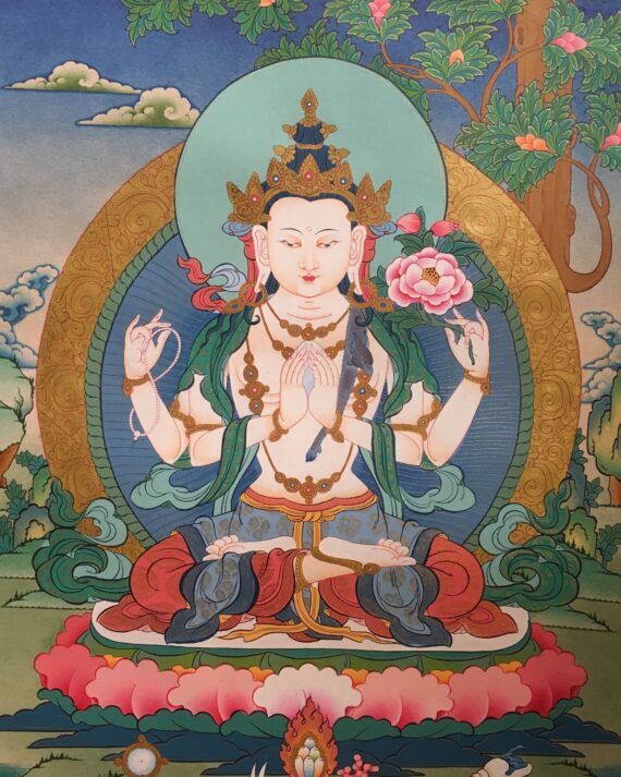 Tibetan thangka of Chenrezig 66x50cm