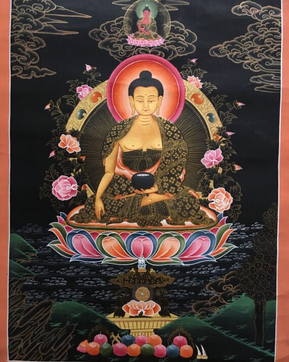 Shakyamuni Buddha Dark Thangka Painting
