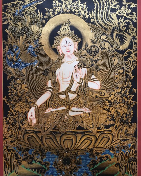 White Tara Gold Toned Thangka