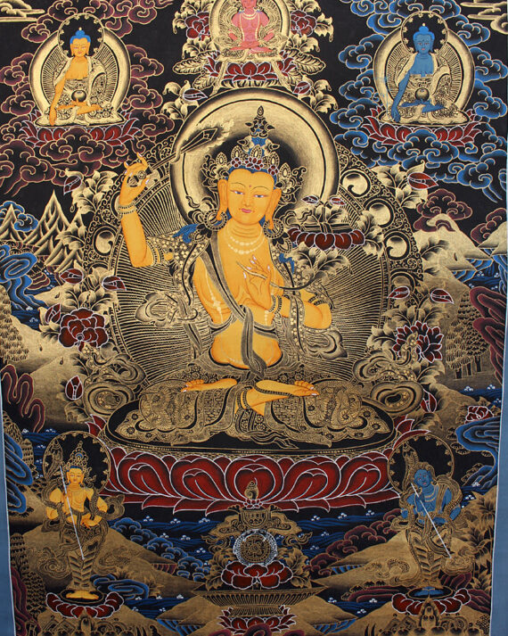 Blue Manjushree Thangka Painting